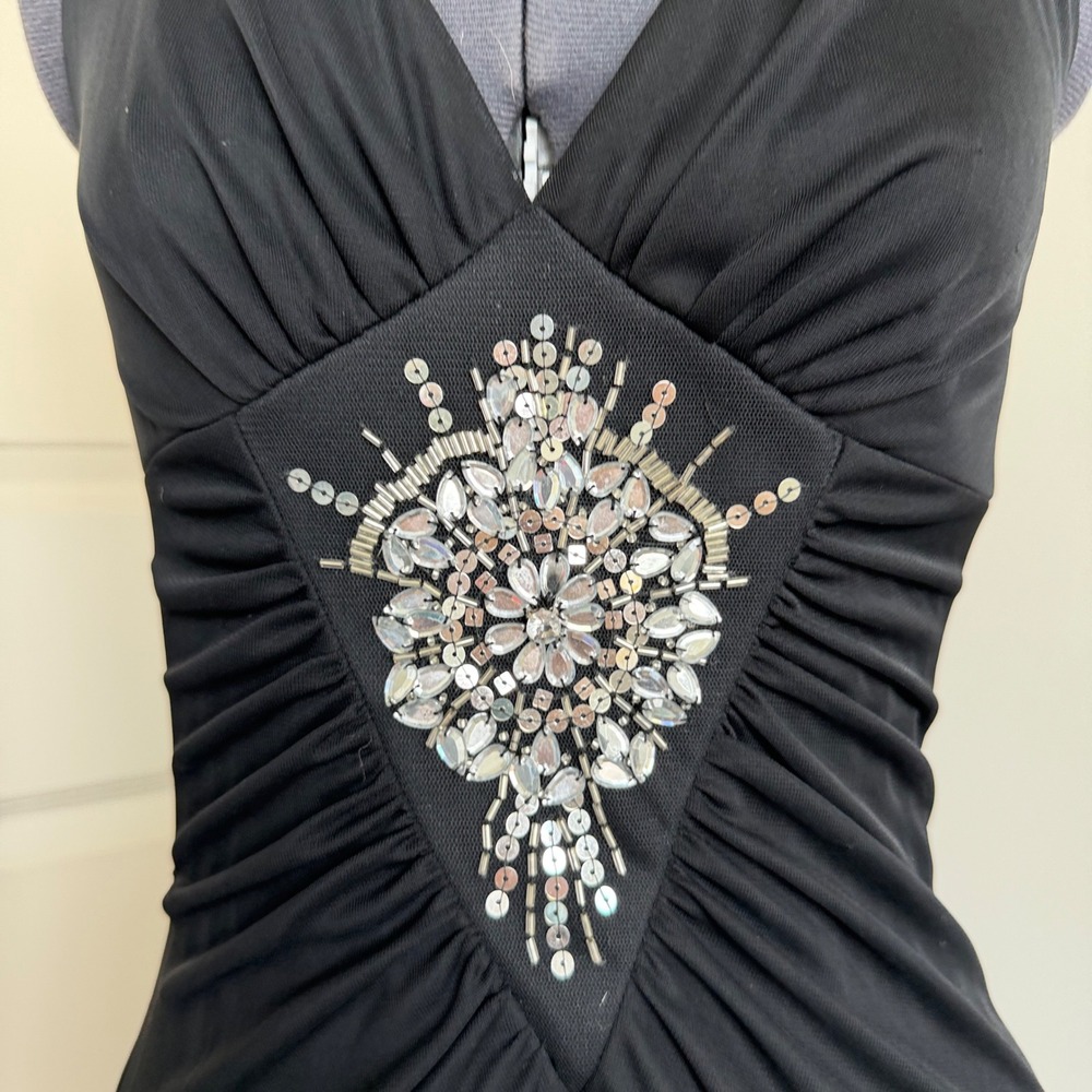 Vintage Y2K Speechless Boho Embellished Halter Fishtail Midi Dress